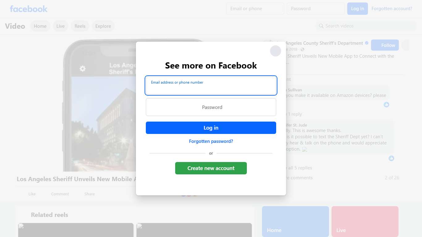 Los Angeles Sheriff Unveils New Mobile App to Connect with the Community The Los Angeles County Sheriff's Department is proud to unveil its new and innovative mobile application. The Department is the largest law enforcement agency in the nation to use a mobile application to connect the community with information and resources. The app, available in the Apple and Android app stores, is free to the public and gives you access to the latest news, photos, videos, events, alerts, and crime informat